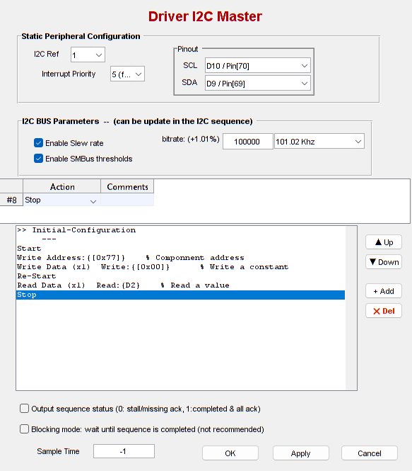 BUS I2C MASTER — sequence-builder GUI