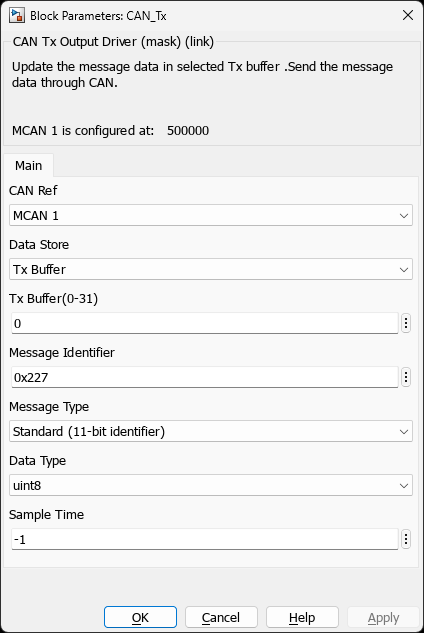 CAN Tx — Main Tab