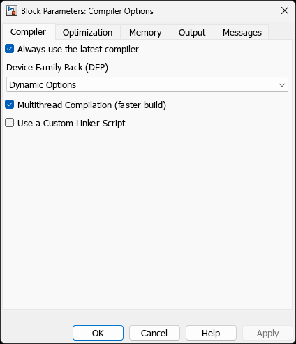 Compiler Options — Compiler Tab