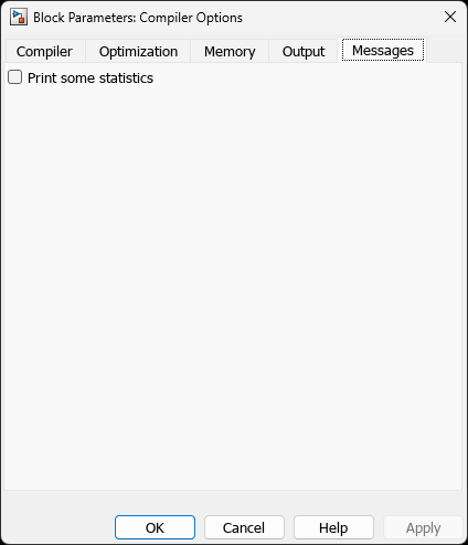 Compiler Options — Messages Tab