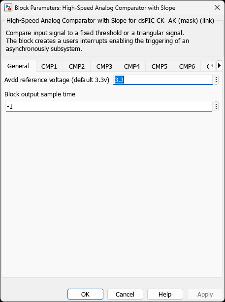 High-Speed Analog Comparator with Slope — General Tab