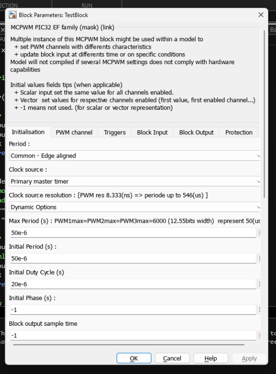 MCPWM — Initialisation Tab
