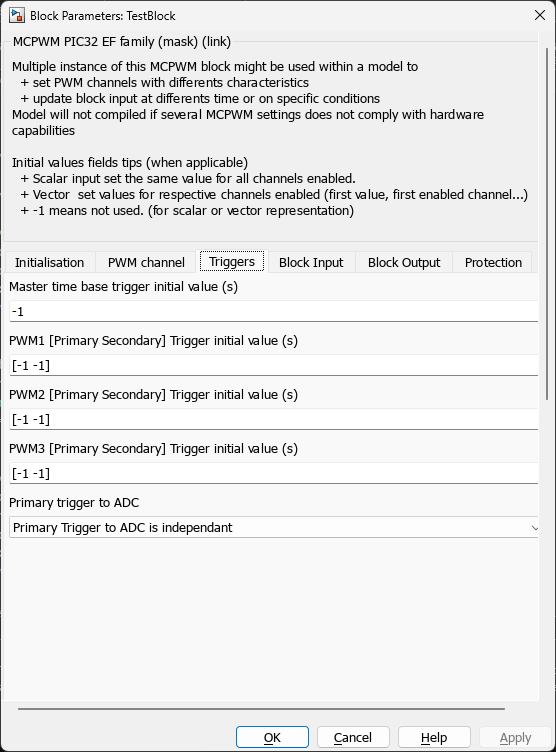 MCPWM — Triggers Tab