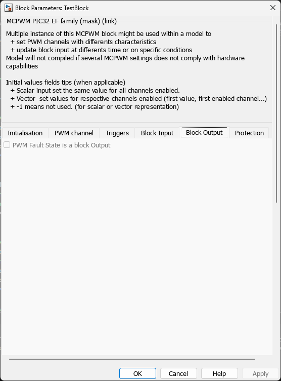 MCPWM — Block Output Tab