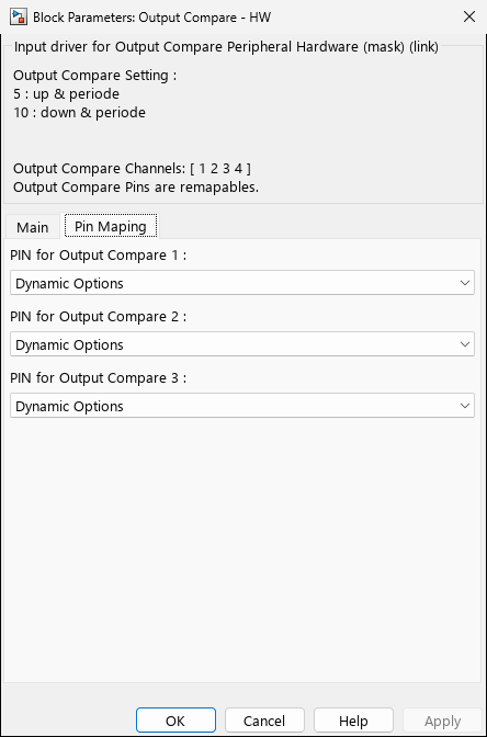 output_compare_hw — Tab 2: Pin Maping