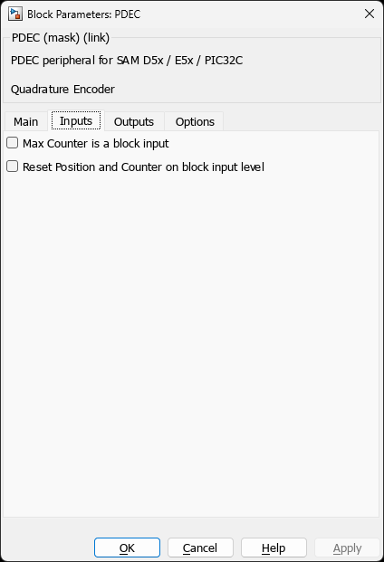 PDEC Block โ Inputs Tab