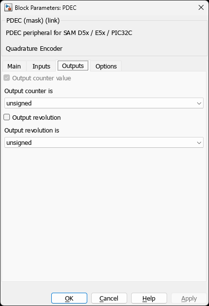 PDEC Block โ Outputs Tab