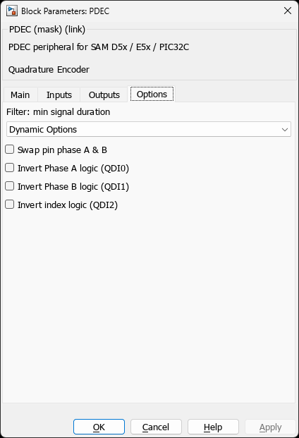 PDEC Block โ Options Tab