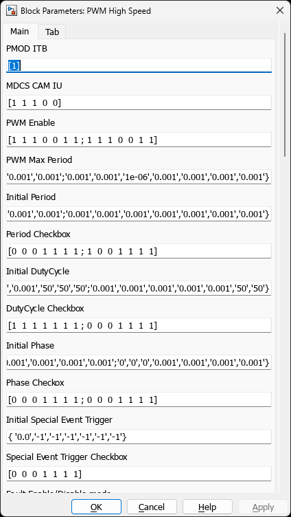 PWM HighSpeed — Main Tab