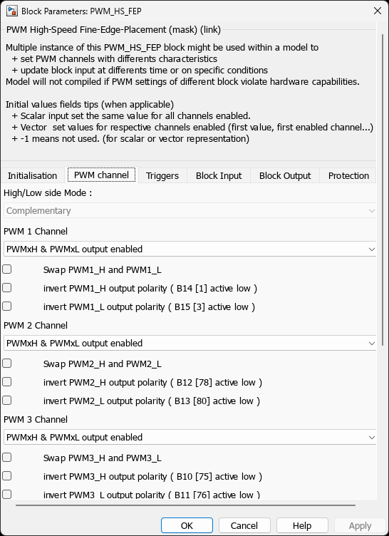 PWM HS FEP — PWM Channel Tab