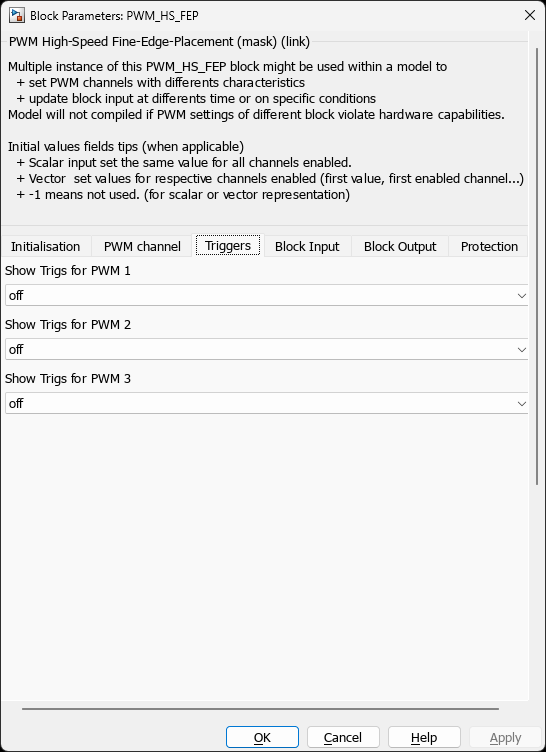 PWM HS FEP — Triggers Tab