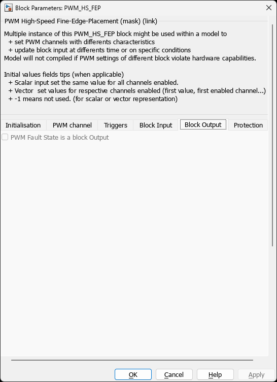 PWM HS FEP — Block Output Tab