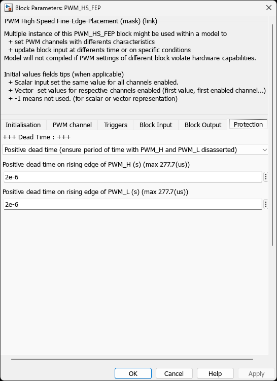 PWM HS FEP — Protection Tab