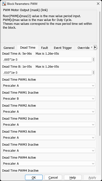 PWM — Dead Time Tab