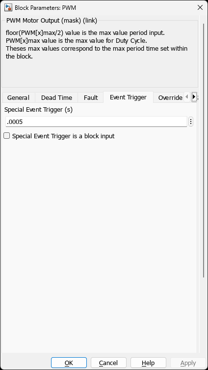 PWM — Event Trigger Tab