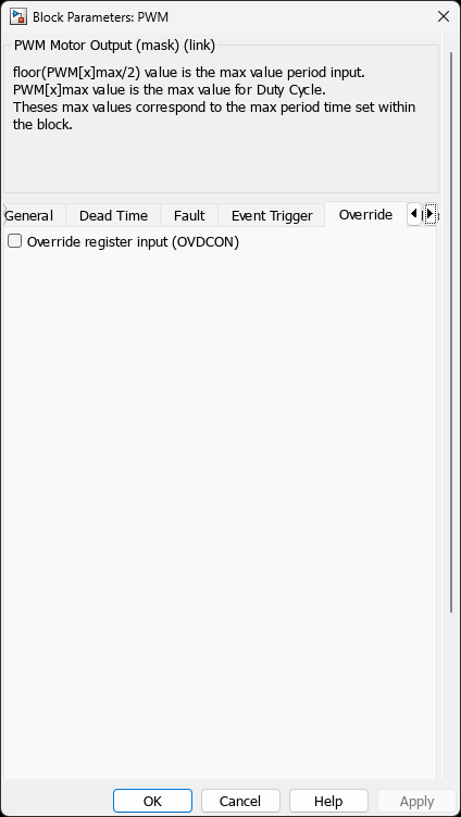 PWM — Override Tab