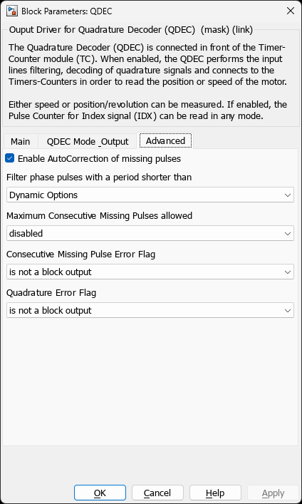 QDEC SAMx Block — Advanced Tab