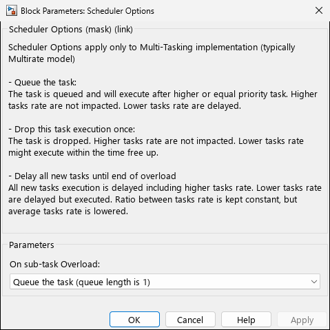 scheduler_options — Tab 1: Main