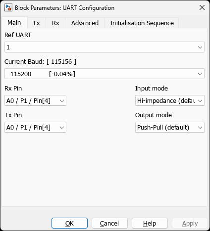 UART Configuration — Main Tab