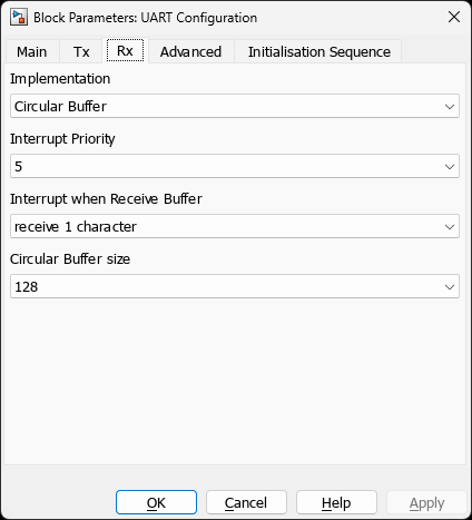 UART Configuration — Rx Tab