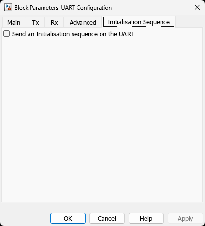 UART Configuration — Initialisation Sequence Tab