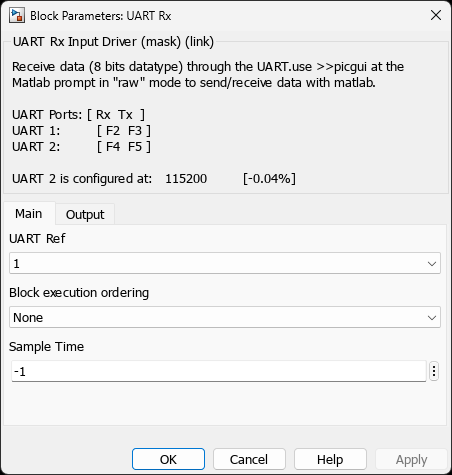UART Rx — Main Tab