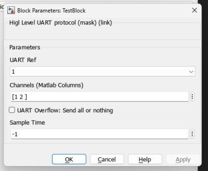UART Tx-Matlab โ Dialog