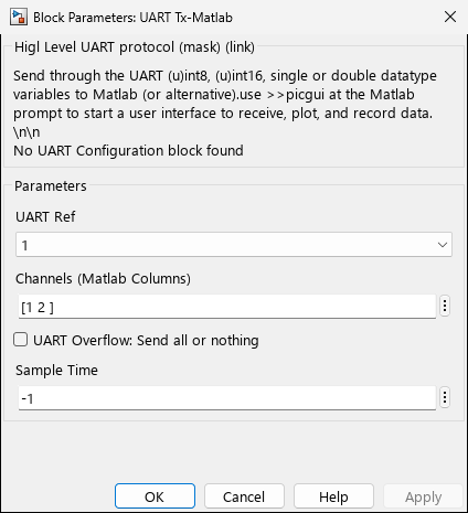 uart_tx_matlab โ Tab 1: Main